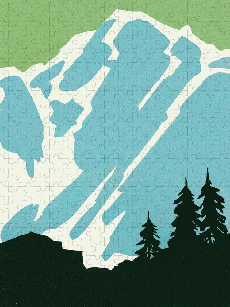 Altitude Jigsaw Puzzle featuring the drawing Mountain #3 by CSA Images