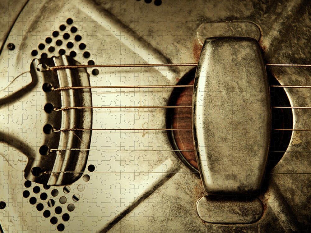 Music Jigsaw Puzzle featuring the photograph Resonator Guitar #3 by Bns124
