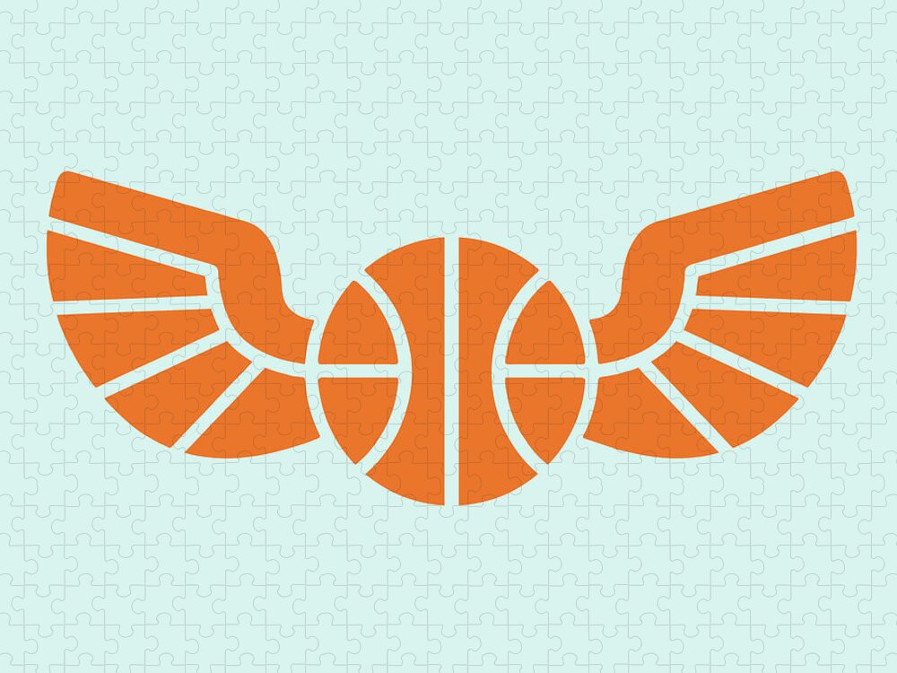 Badge Jigsaw Puzzle featuring the drawing Wings and a Basketball #3 by CSA Images
