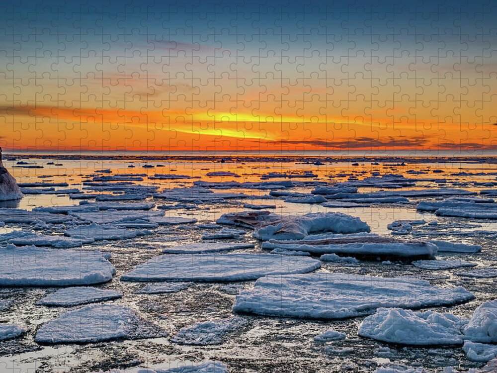 Agate Beach Jigsaw Puzzle featuring the photograph Winter Sunset #3 by Gary McCormick