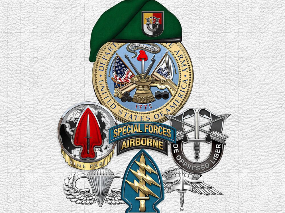  ‘u.s. Army Special Forces’ Collection By Serge Averbukh Jigsaw Puzzle featuring the digital art 3rd Special Forces Group - Green Berets Special Edition by Serge Averbukh