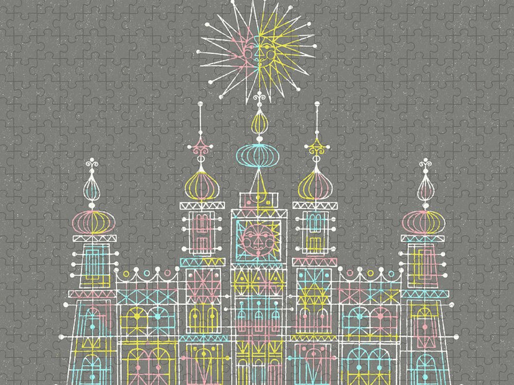 Architecture Jigsaw Puzzle featuring the drawing Abstract Castle by CSA Images