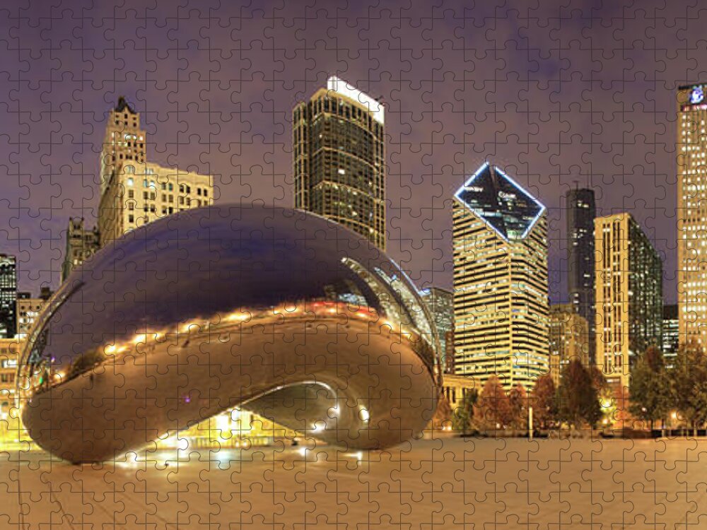 Panoramic Jigsaw Puzzle featuring the photograph Millennium Park, Chicago, Illinois,usa #4 by Travelpix Ltd