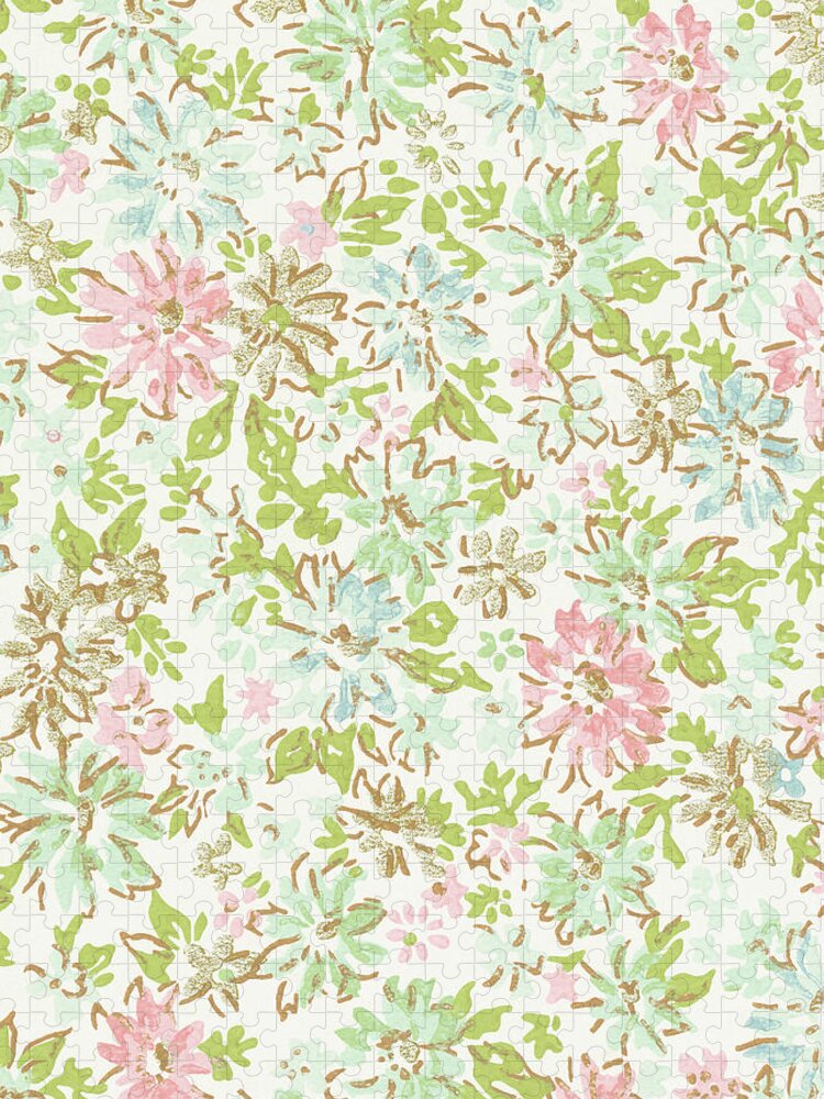 Background Jigsaw Puzzle featuring the drawing Floral Pattern by CSA Images