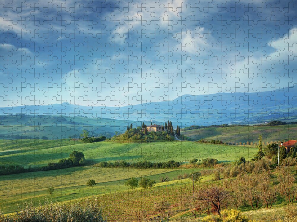 Scenics Jigsaw Puzzle featuring the photograph Farm In Tuscany #5 by Mammuth