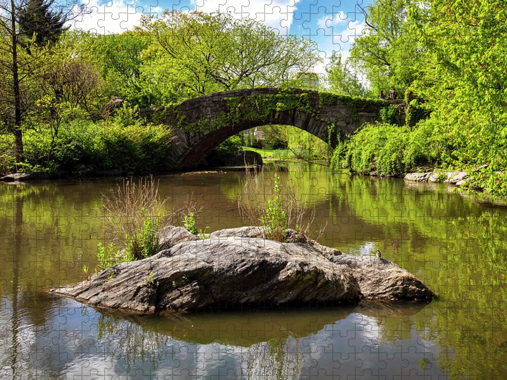 Estock Jigsaw Puzzle featuring the digital art Gapstow Bridge, Central Park, Nyc #5 by Claudia Uripos