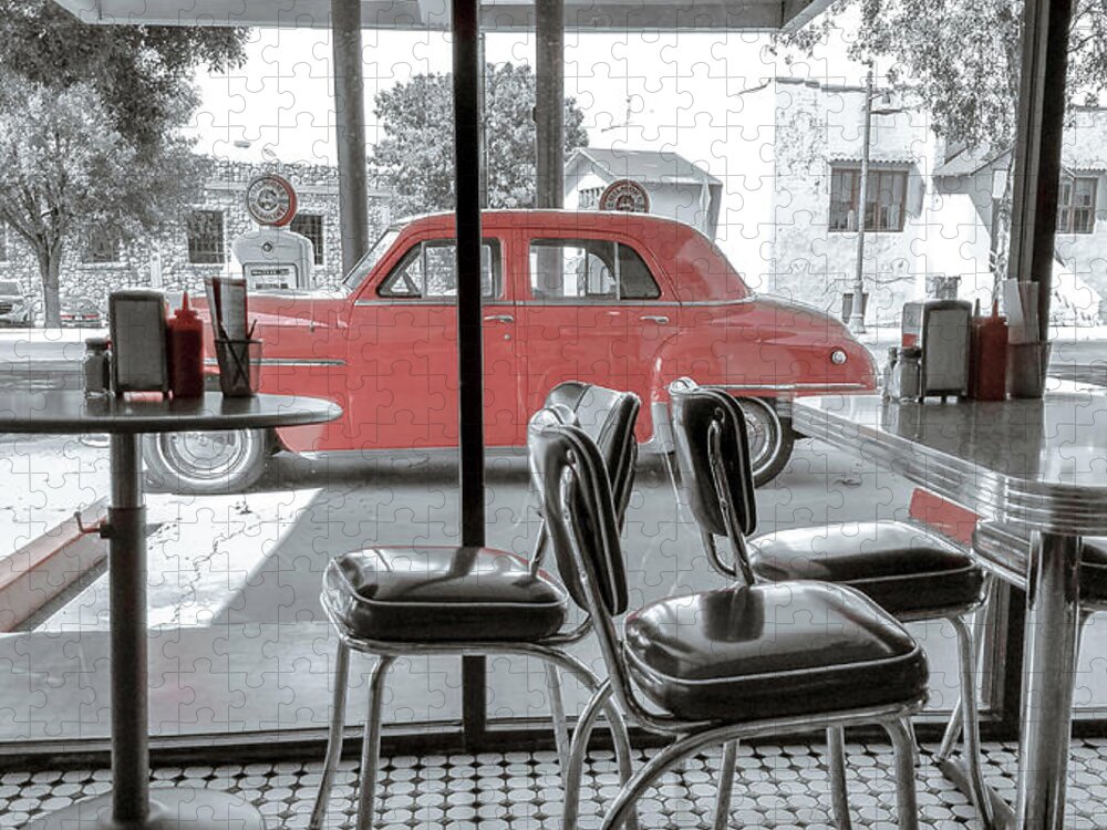 50's Jigsaw Puzzle featuring the photograph 50's American Diner by Darrell Foster