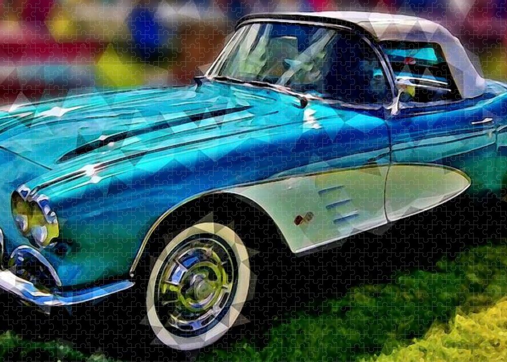 Chevy Jigsaw Puzzle featuring the digital art 1959 Corvette by David Manlove