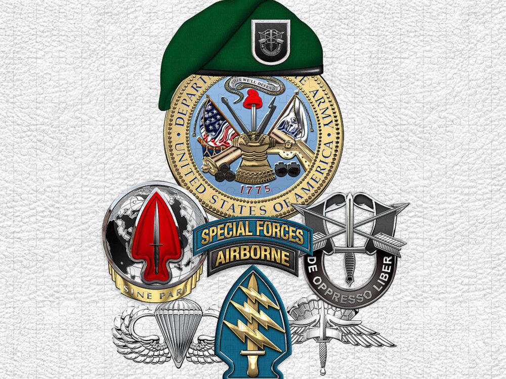 ‘u.s. Army Special Forces’ Collection By Serge Averbukh Jigsaw Puzzle featuring the digital art 5th Special Forces Group - Green Berets Special Edition by Serge Averbukh