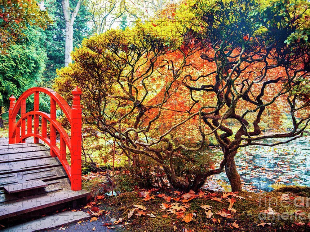 Asian Jigsaw Puzzle featuring the photograph autumn in Japanese park #6 by Ariadna De Raadt