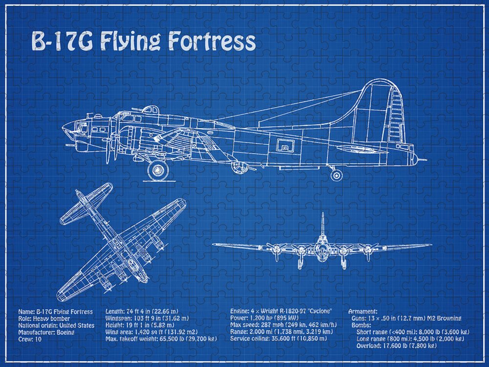 B 17 Flying Fortress Airplane Blueprint Drawing Plans For The Wwii Boeing B 17 Flying Fortress Puzzle For Sale By Stockphotosart Com