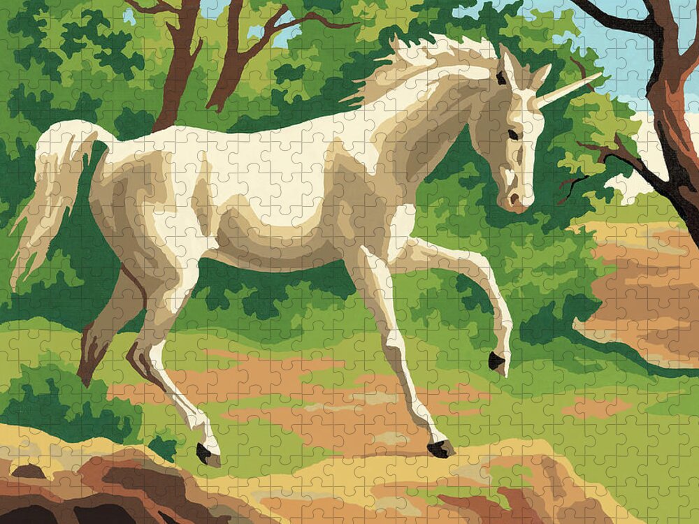 Animal Jigsaw Puzzle featuring the drawing Horse #6 by CSA Images