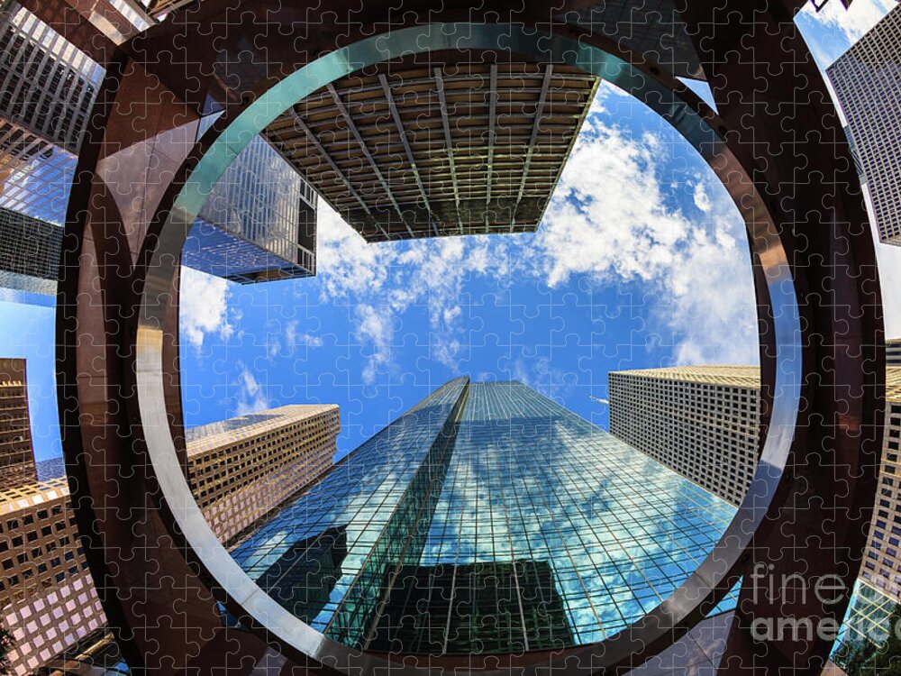 Abstract Jigsaw Puzzle featuring the photograph Skyscrapers by Raul Rodriguez