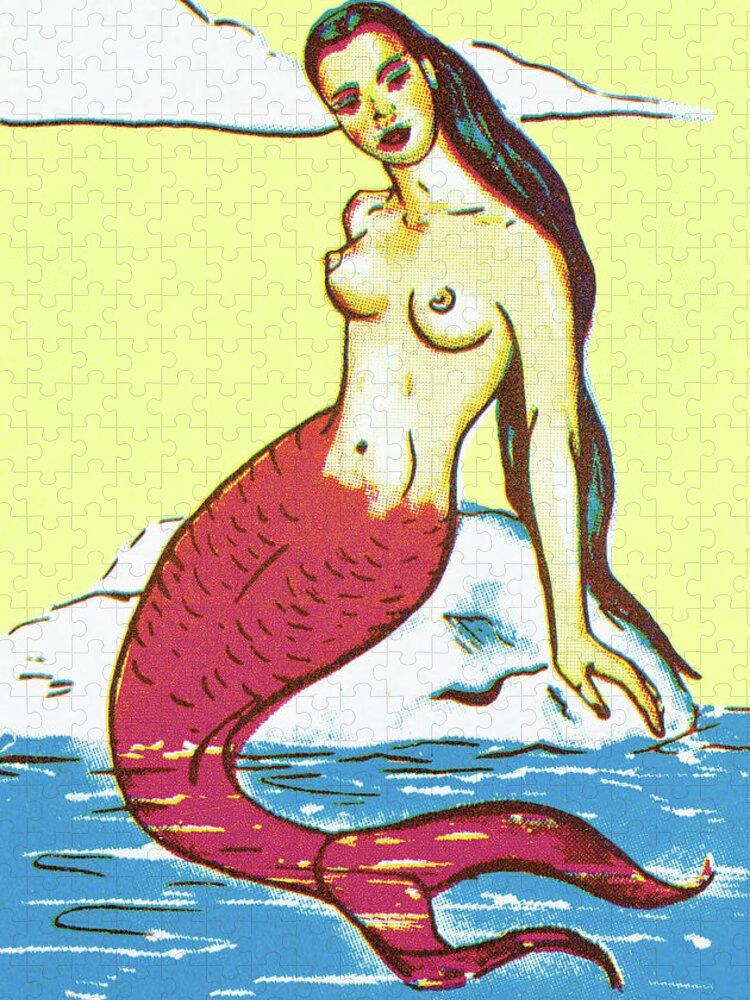 Attract Jigsaw Puzzle featuring the drawing Mermaid #7 by CSA Images