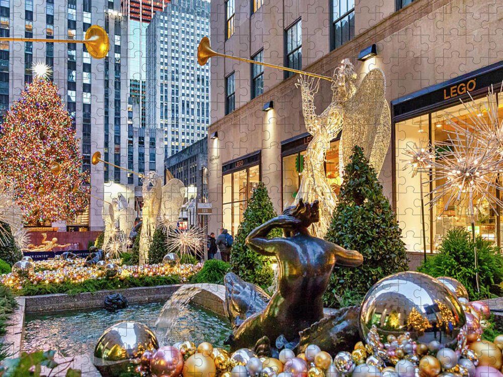 Estock Jigsaw Puzzle featuring the digital art Ornaments, Rockefeller Center Nyc #7 by Lumiere