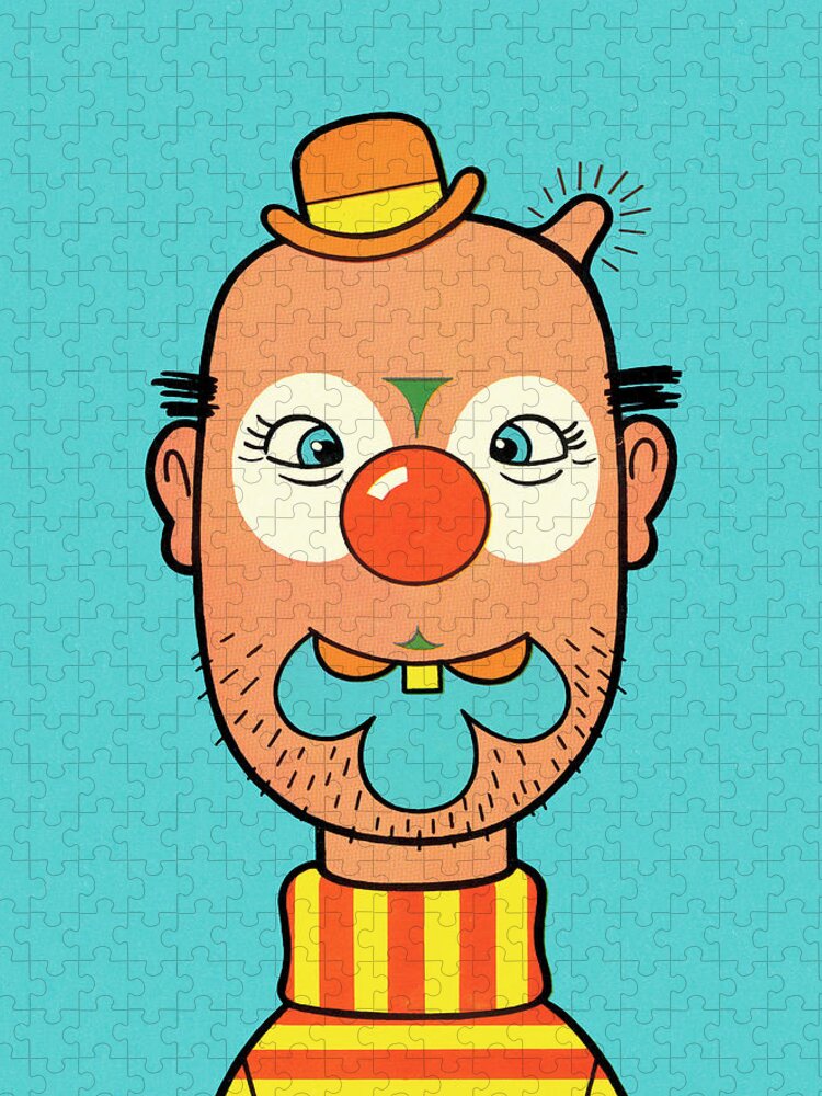 Bald Jigsaw Puzzle featuring the drawing Clown by CSA Images