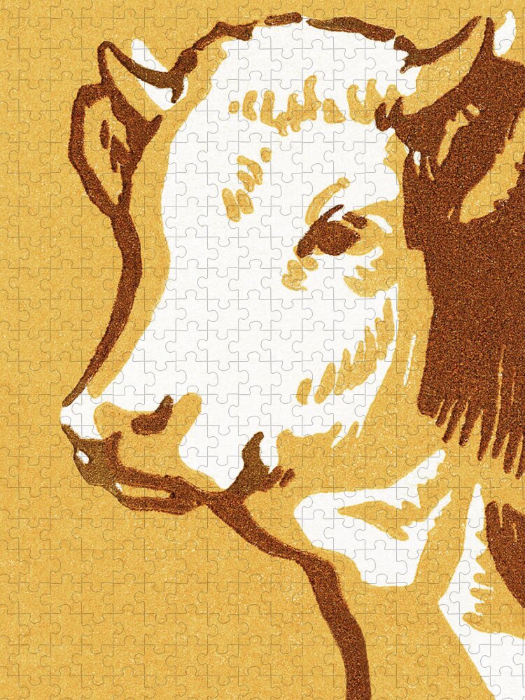 Agriculture Jigsaw Puzzle featuring the drawing Bull #8 by CSA Images