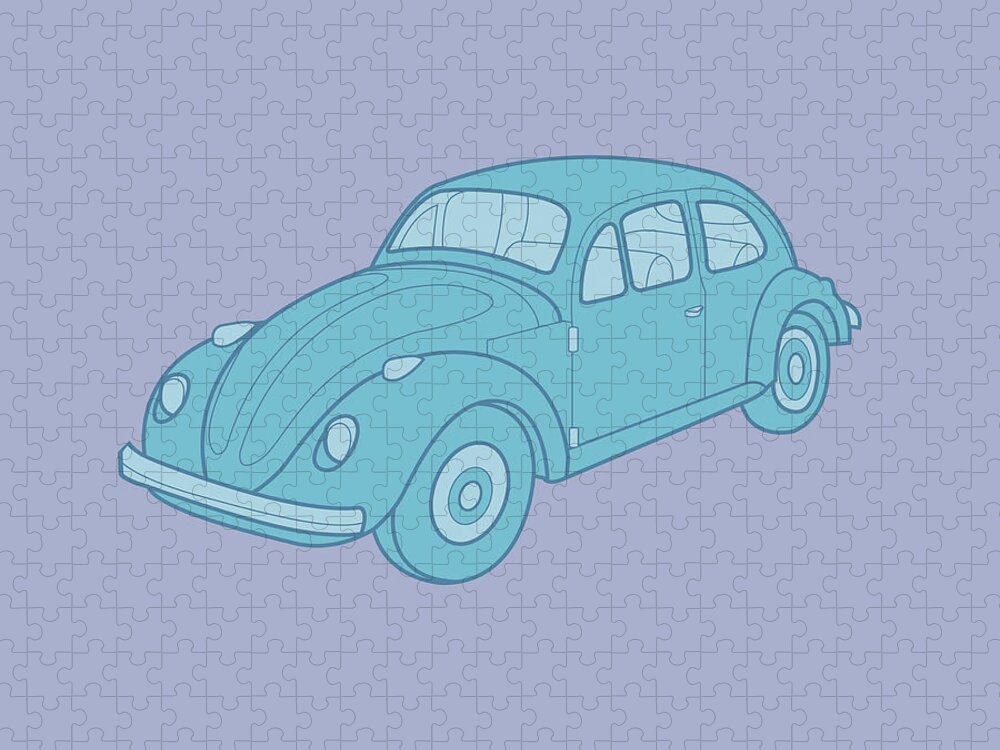 Auto Jigsaw Puzzle featuring the drawing Small Car #8 by CSA Images