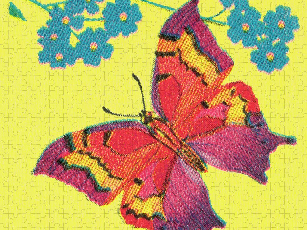 Animal Jigsaw Puzzle featuring the drawing Butterfly by CSA Images