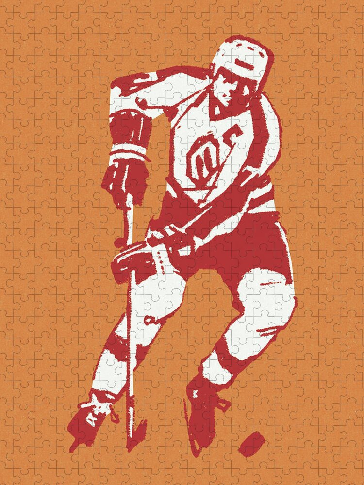 Agile Jigsaw Puzzle featuring the drawing Hockey Player #9 by CSA Images