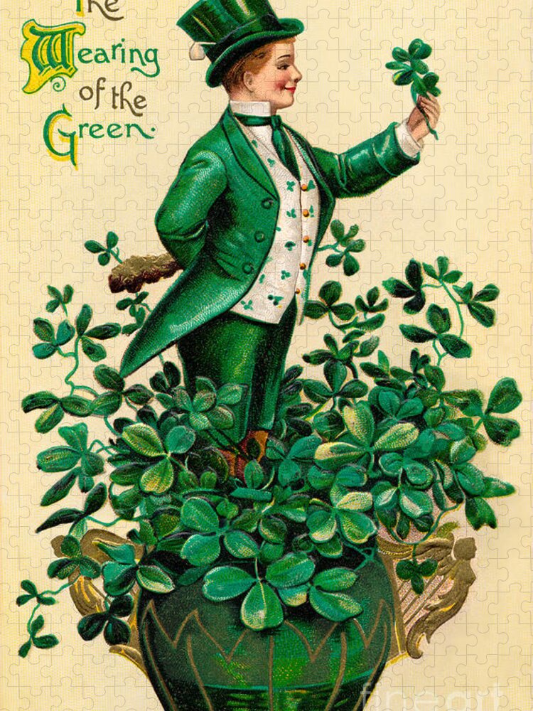 Lucky Jigsaw Puzzle featuring the photograph A 1910 Vintage St Patricks Day by Victorian Traditions