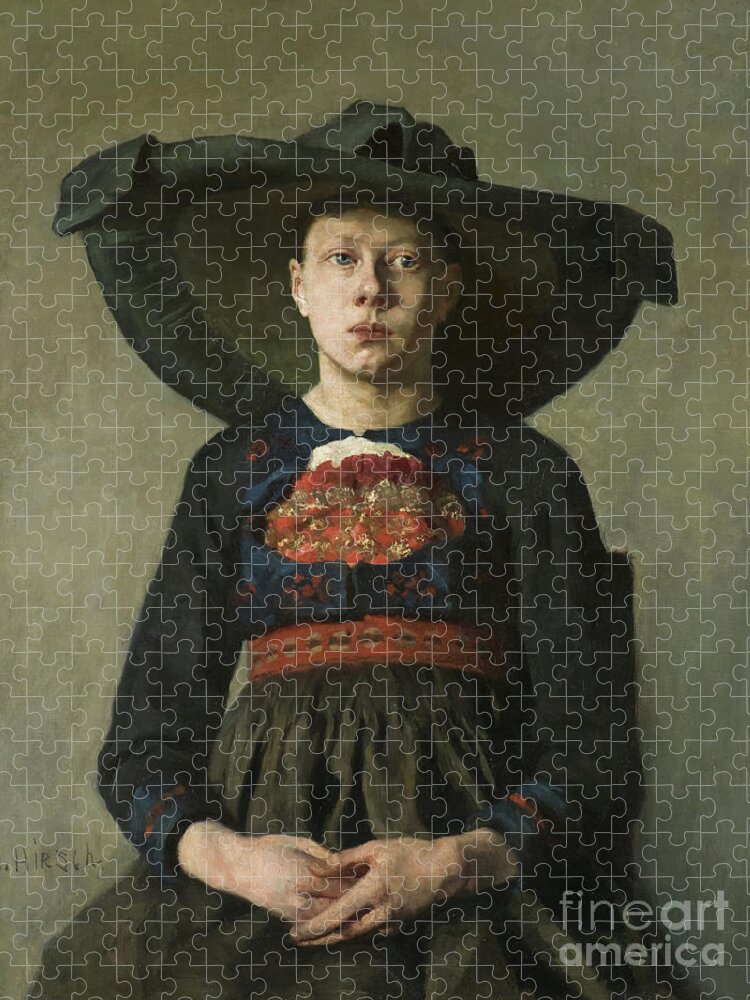 19th Century Jigsaw Puzzle featuring the painting A Bavarian Peasant Girl, 1885-87 by Hanna Pauli