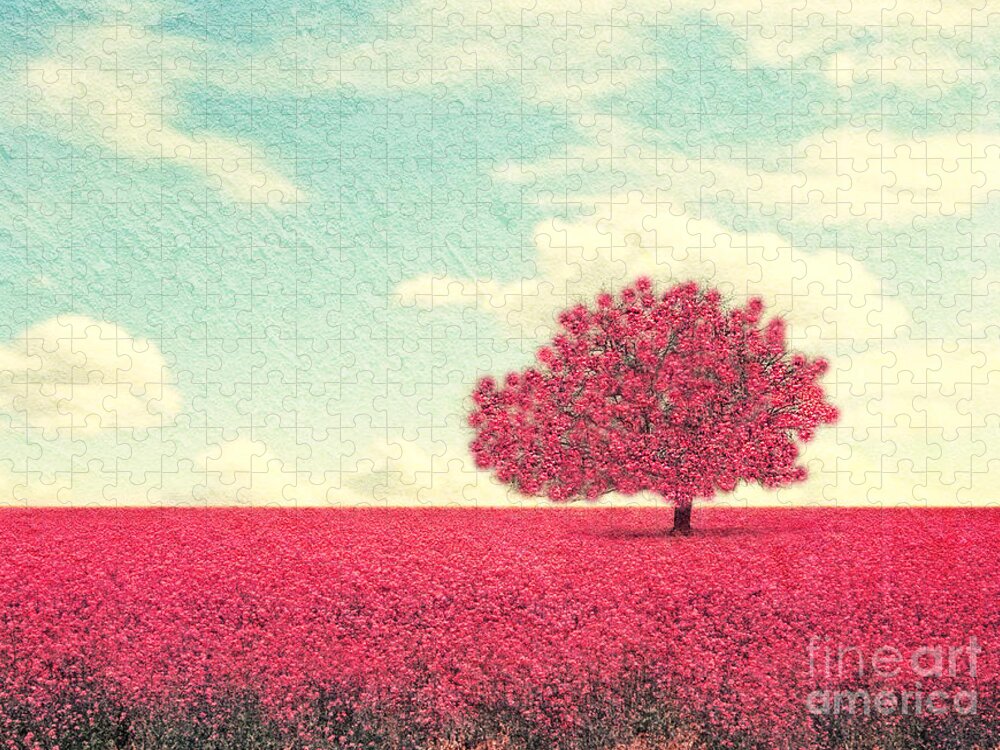 Beauty Puzzle featuring the photograph A Beautiful Tree In A Pretty Field by Annette Shaff