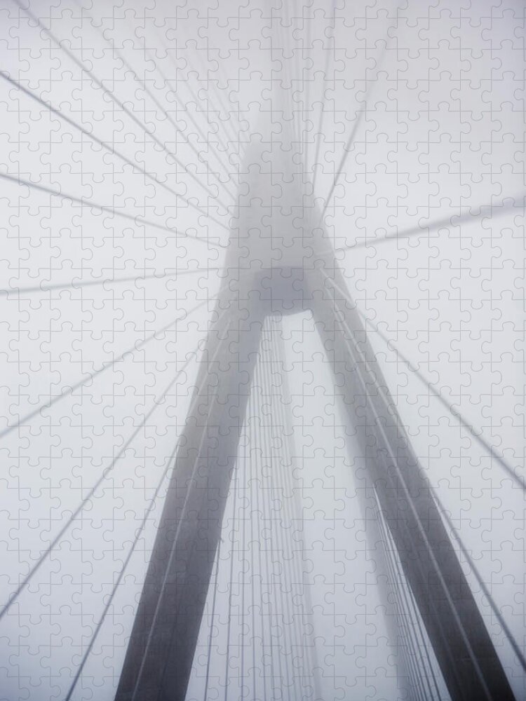Hanging Jigsaw Puzzle featuring the photograph A Bridge In A Haze, Sweden by Hall, Ellinor