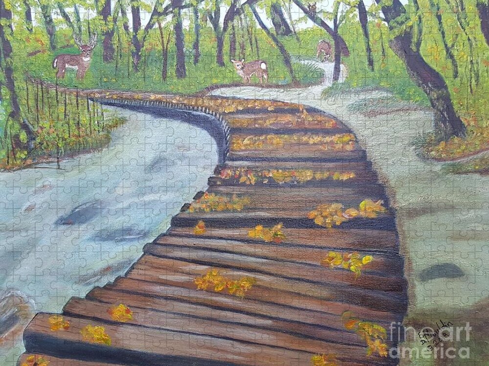 Bridge Jigsaw Puzzle featuring the painting Nature's Wonders by Elizabeth Mauldin