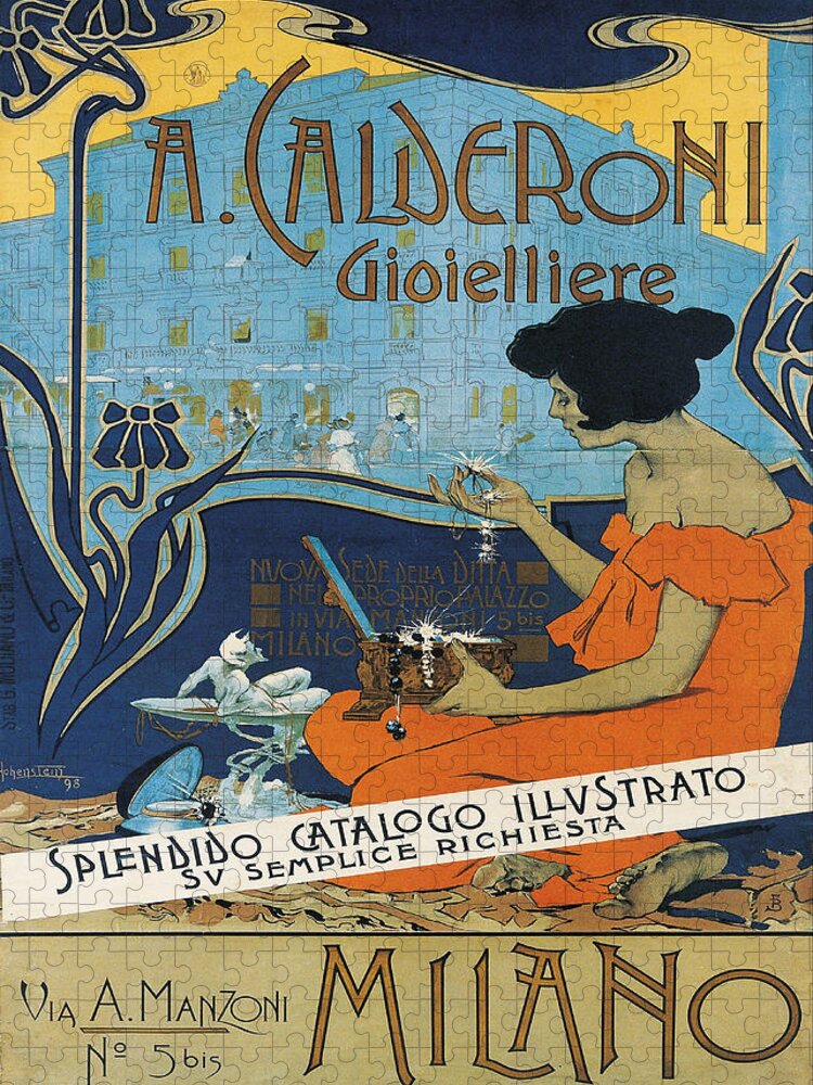 Art Nouveau Jigsaw Puzzle featuring the digital art A Calderoni Gioielliere by Carlos V