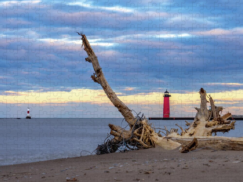 Beach Jigsaw Puzzle featuring the photograph A Drifting Sunset by Wild Fotos