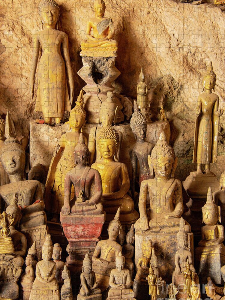 Pak Ou Caves Jigsaw Puzzle featuring the photograph A Few of the 5000 by Bob Phillips