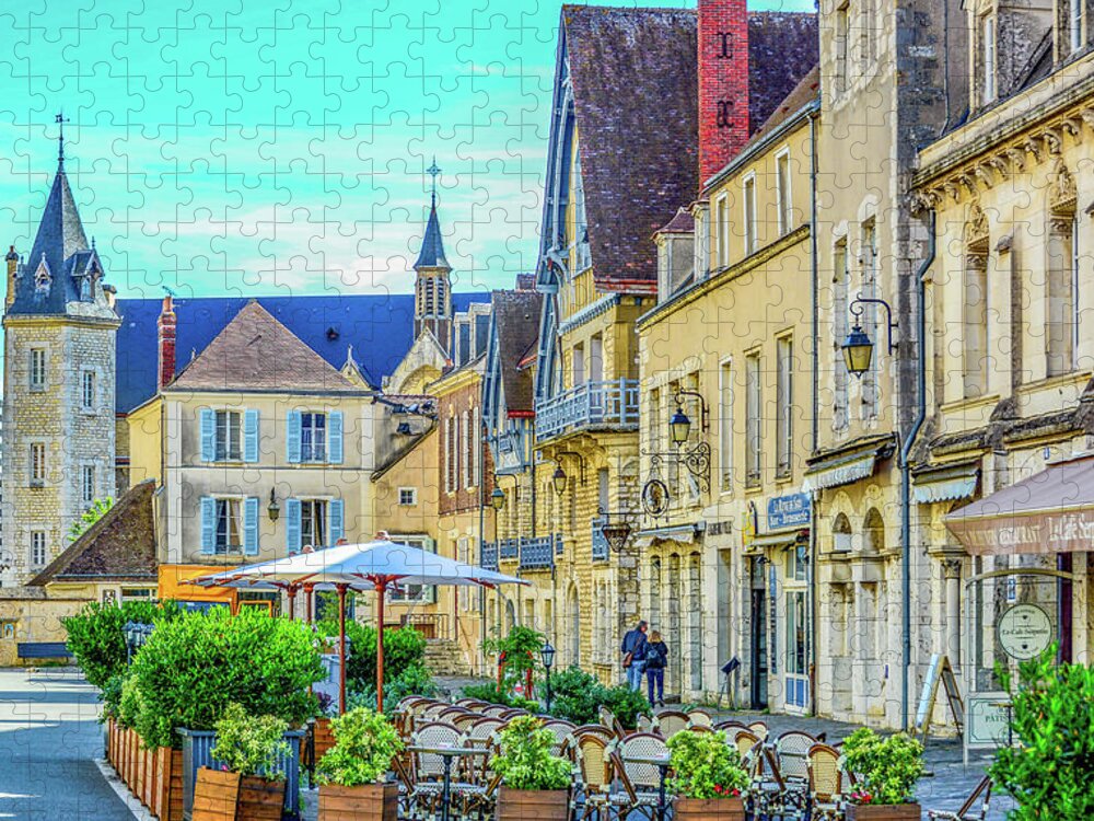 Cafes Jigsaw Puzzle featuring the photograph A Glimpse of Charming Chartres, France by Marcy Wielfaert