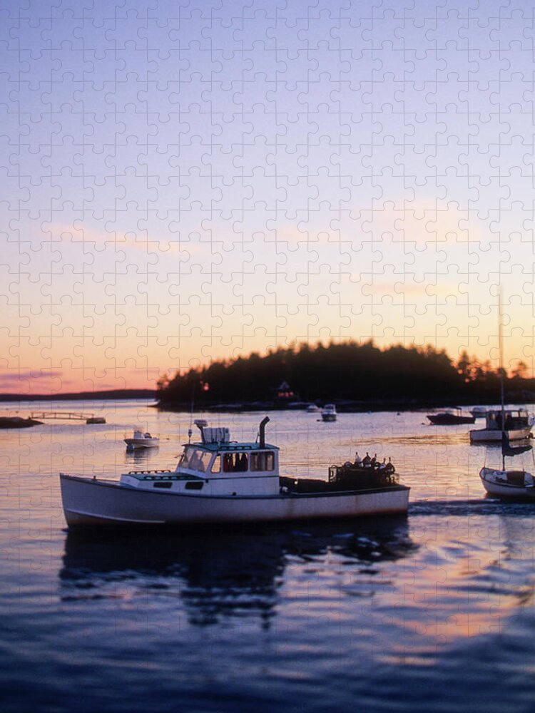 Tranquility Jigsaw Puzzle featuring the photograph A Maine Lobster Boat by Wesley Hitt