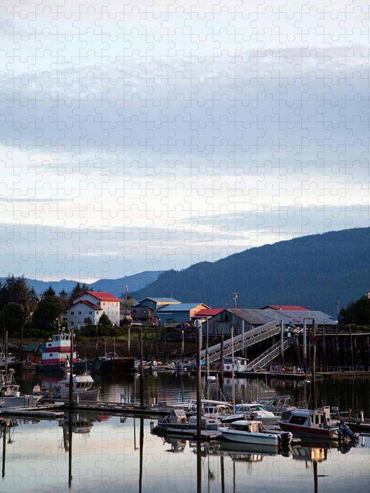 Sailboat Jigsaw Puzzle featuring the photograph A Marina At Dusk Near In The Town Of by Michael Hanson