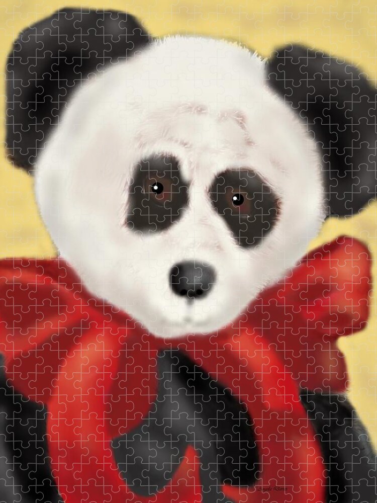 Panda Jigsaw Puzzle featuring the digital art A Precious Panda by Angela Davies