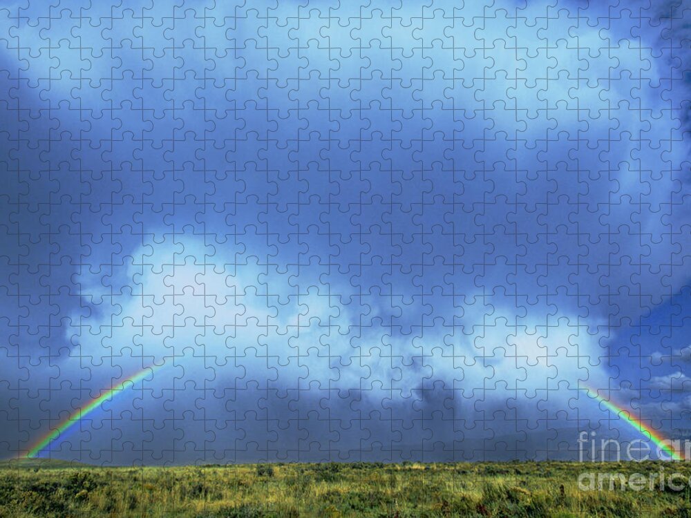 Dave Welling Jigsaw Puzzle featuring the photograph A Rainbow In Clouds Elk Refuge Grand Tetons Np Wyoming by Dave Welling
