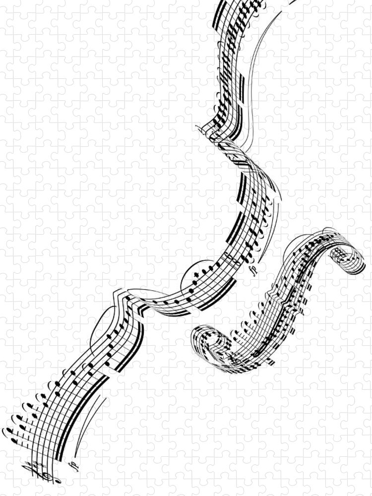 Sheet Music Jigsaw Puzzle featuring the digital art A Violin Made From Music Notes by Ian Mckinnell