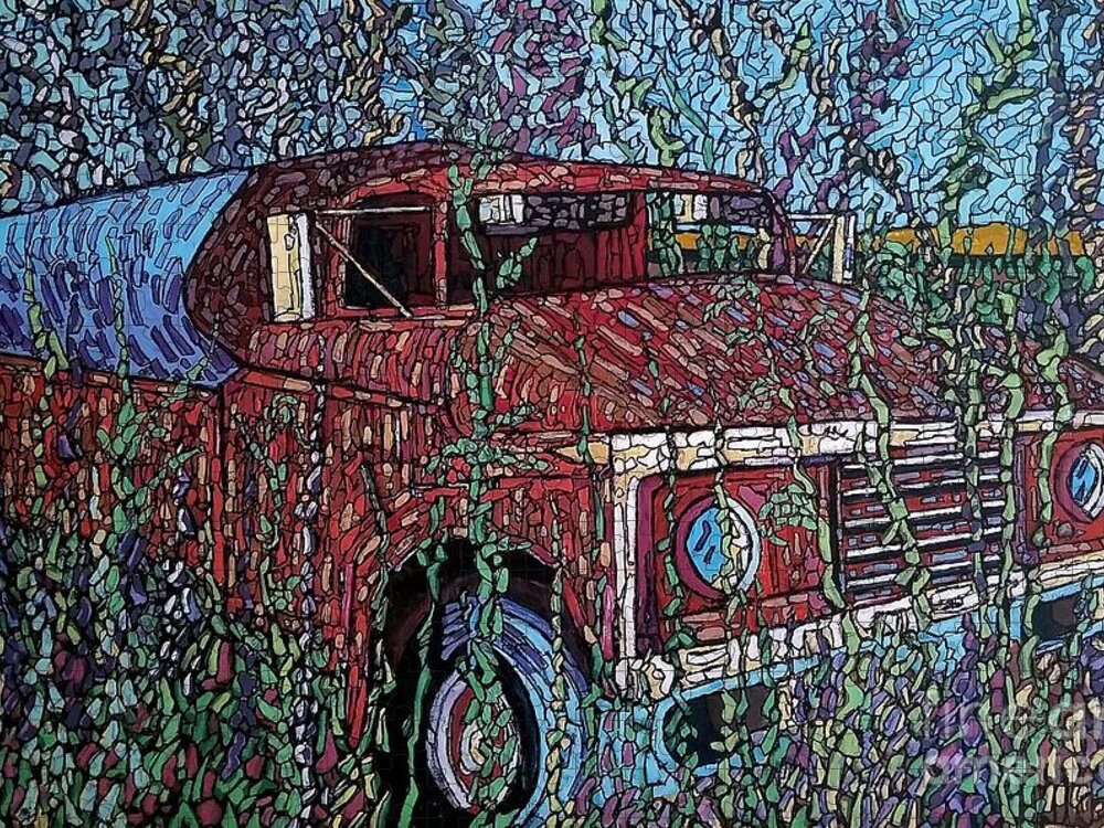 Sea Jigsaw Puzzle featuring the painting Abandoned Oil Truck by Michael Graham