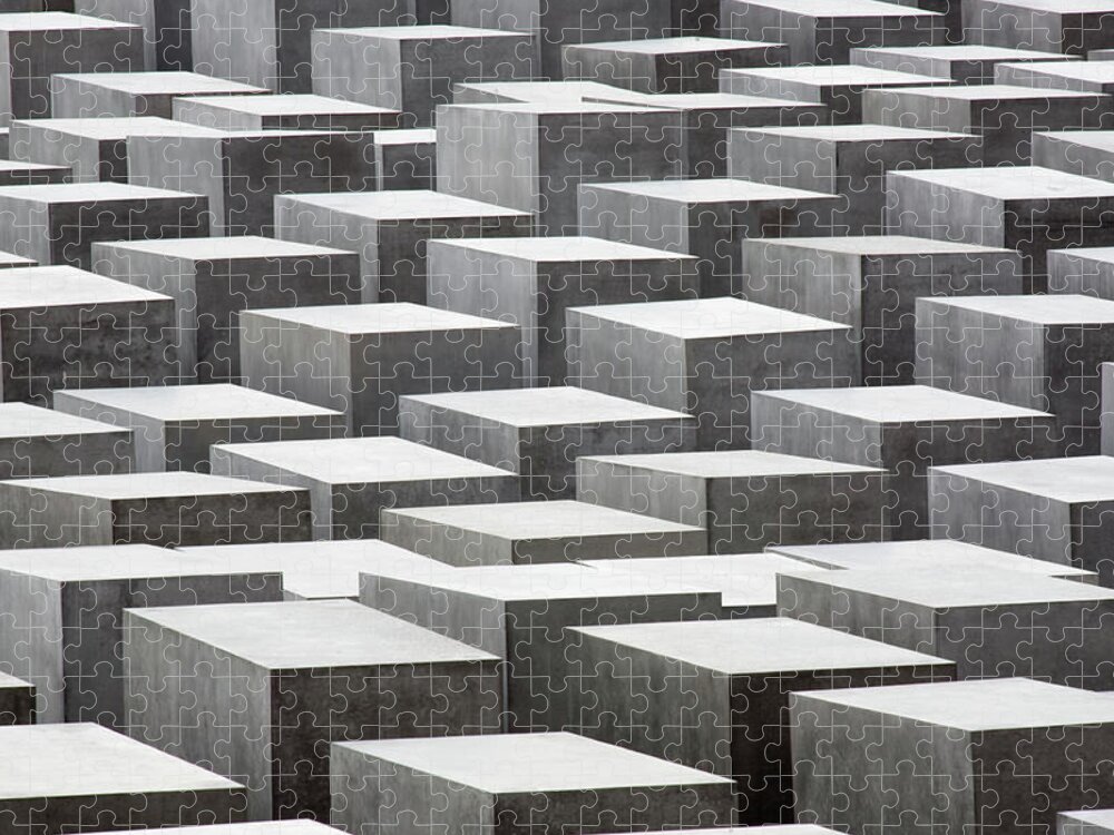 Monument To The Murdered Jews Of Europe Jigsaw Puzzle featuring the photograph Abstract Concrete Blocks At The Jewish by David Clapp
