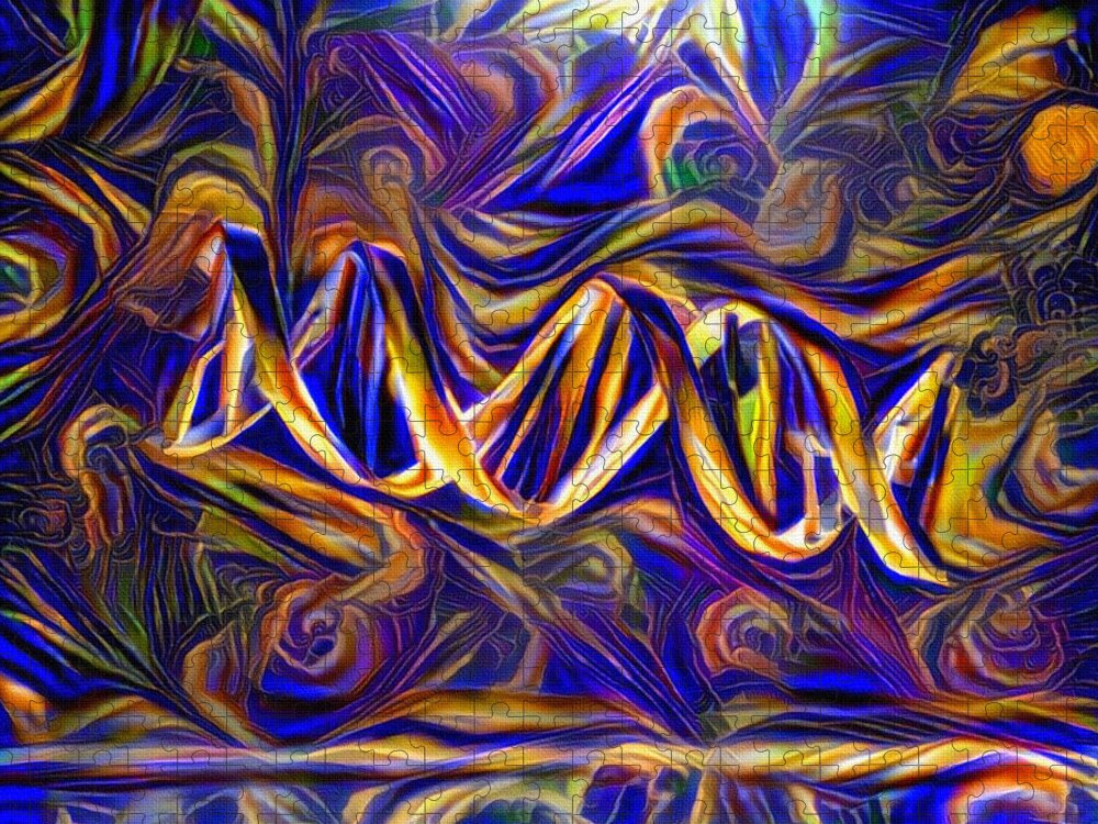 Abstract Jigsaw Puzzle featuring the digital art Abstract DNA by Bruce Rolff