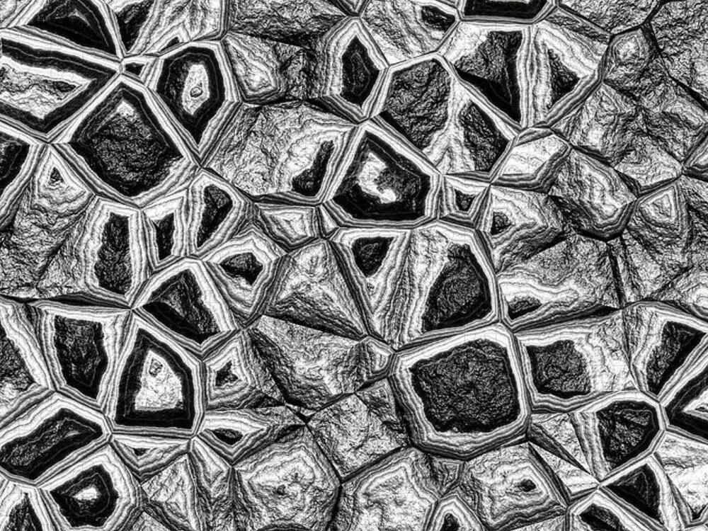 Rock Wall Jigsaw Puzzle featuring the digital art Abstract Silver Stone Wall by Don Northup