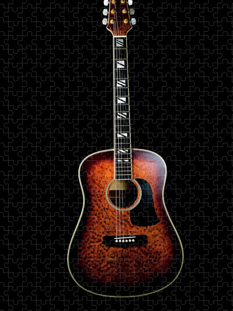 Black Color Jigsaw Puzzle featuring the photograph Accoustic Guitar by Garysludden