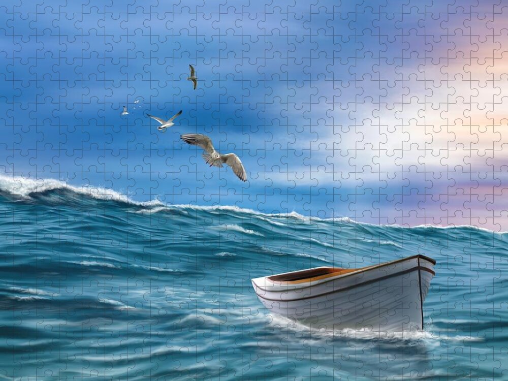 Adrift Jigsaw Puzzle featuring the painting Adrift And Finally Free by Mark Taylor