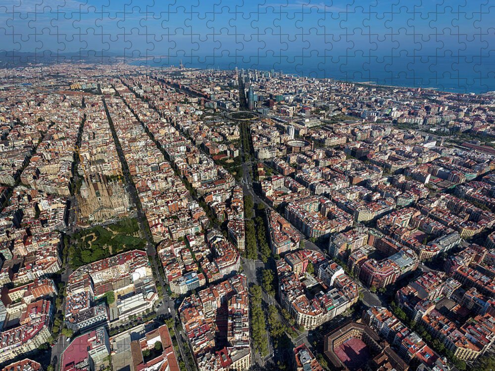 Outdoors Jigsaw Puzzle featuring the photograph Aerial View Of Barcelona by Siqui Sanchez