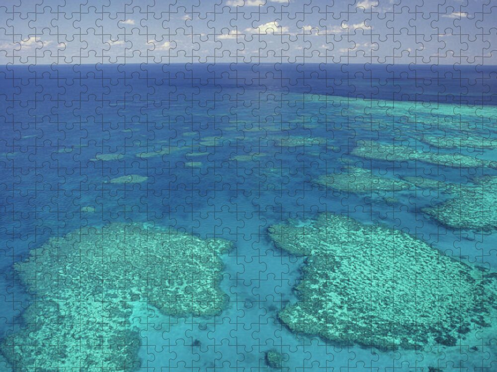 Water's Edge Jigsaw Puzzle featuring the photograph Aerial View Of The Great Barrier Reef by Tammy616