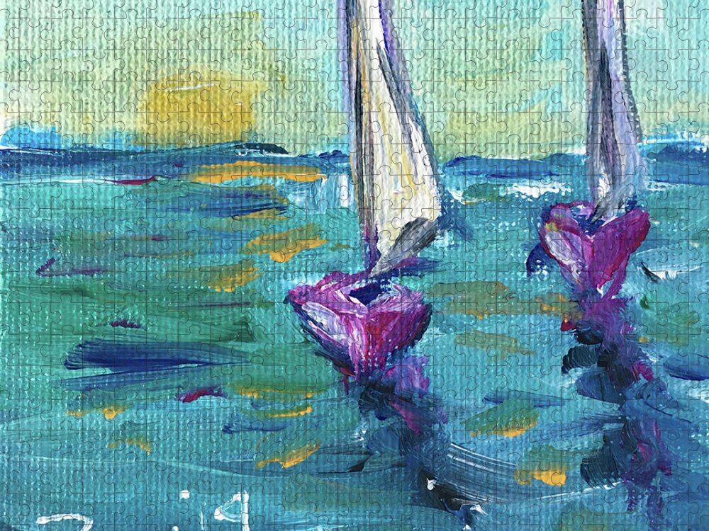 Sailboats Jigsaw Puzzle featuring the painting Afternoon Sail by Roxy Rich