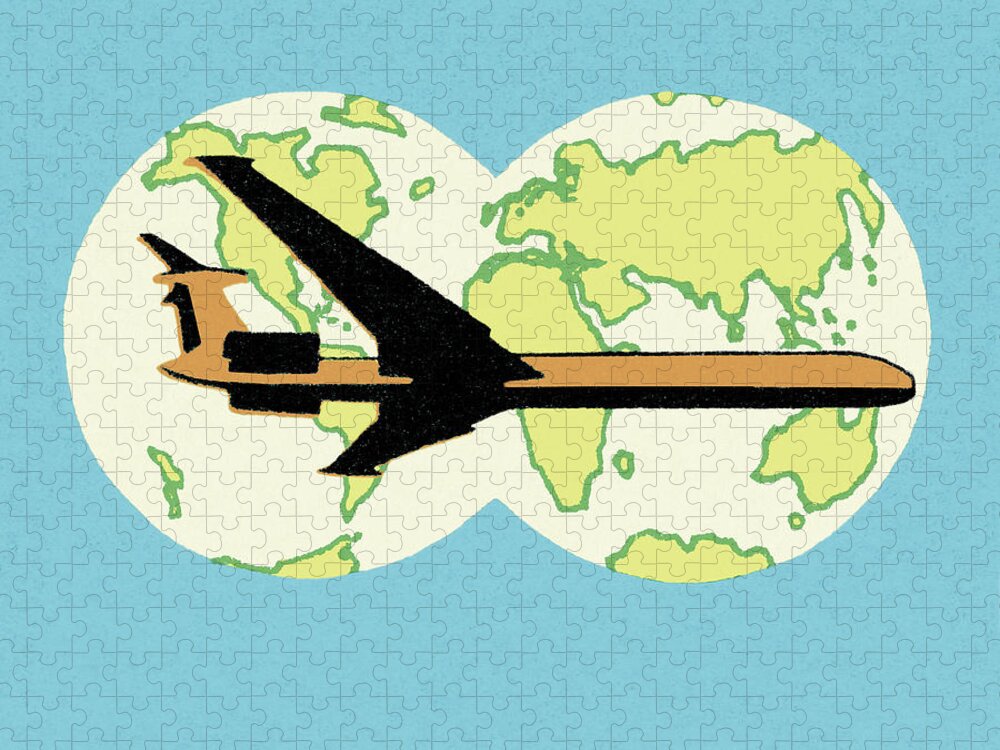 Air Travel Jigsaw Puzzle featuring the drawing Air Travel Around the World by CSA Images