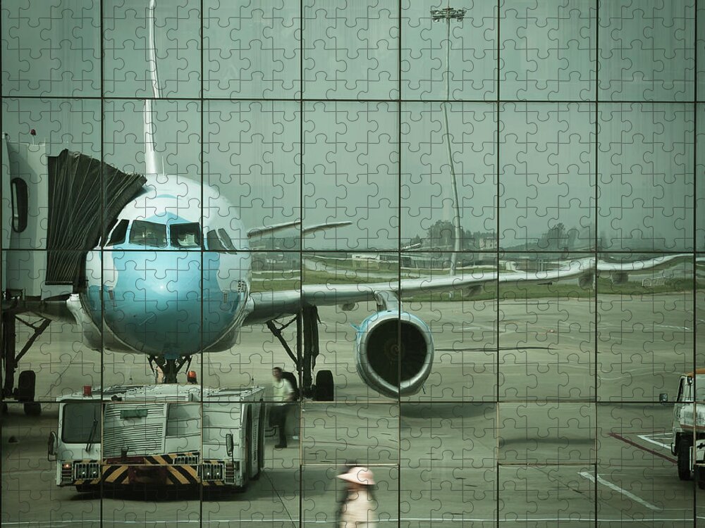 People Jigsaw Puzzle featuring the photograph Airport Reflections by Capturing A Second In Life, Copyright Leonardo Correa Luna