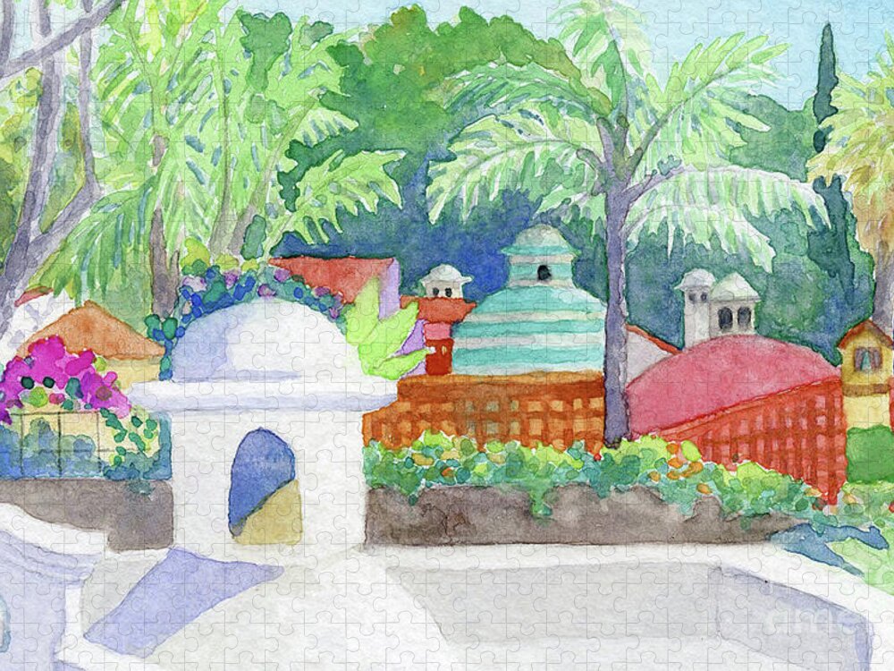 Ajijic Jigsaw Puzzle featuring the painting Ajijic Rooftops by Anne Marie Brown